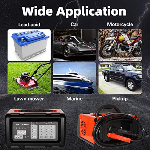 BILT HARD 2/10/20/100A 6/12V Cargador de batería inteligente y arranque del motor, mantenimiento automático, desulfador y diagnóstico con comprobación del alternador