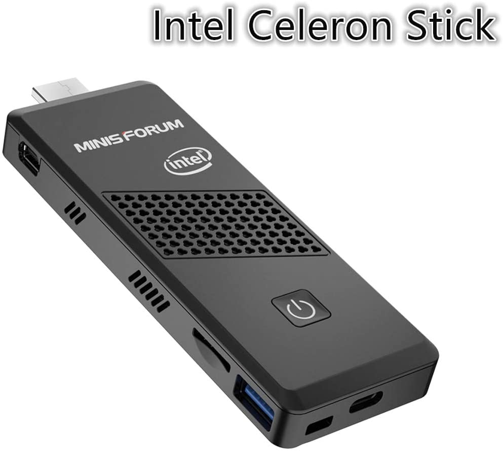 Mini PC Stick Intel Celeron N4000 (hasta 2,6 GHz) 4 GB DDR4/64 GB eMMC Intel Stick PC 4 K a 60 Hz HD HDMI 2.0/Mini DP Puertos Dual WiFi BT5.0/2xUSB3.0/USB-C/Auto Power On
