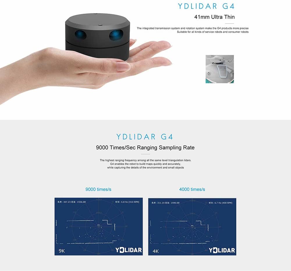 SmartFly info YDLIDAR G4 - Lidar Laser Rangefinder, 2D Laser Scanner for ROS SLAM Robot