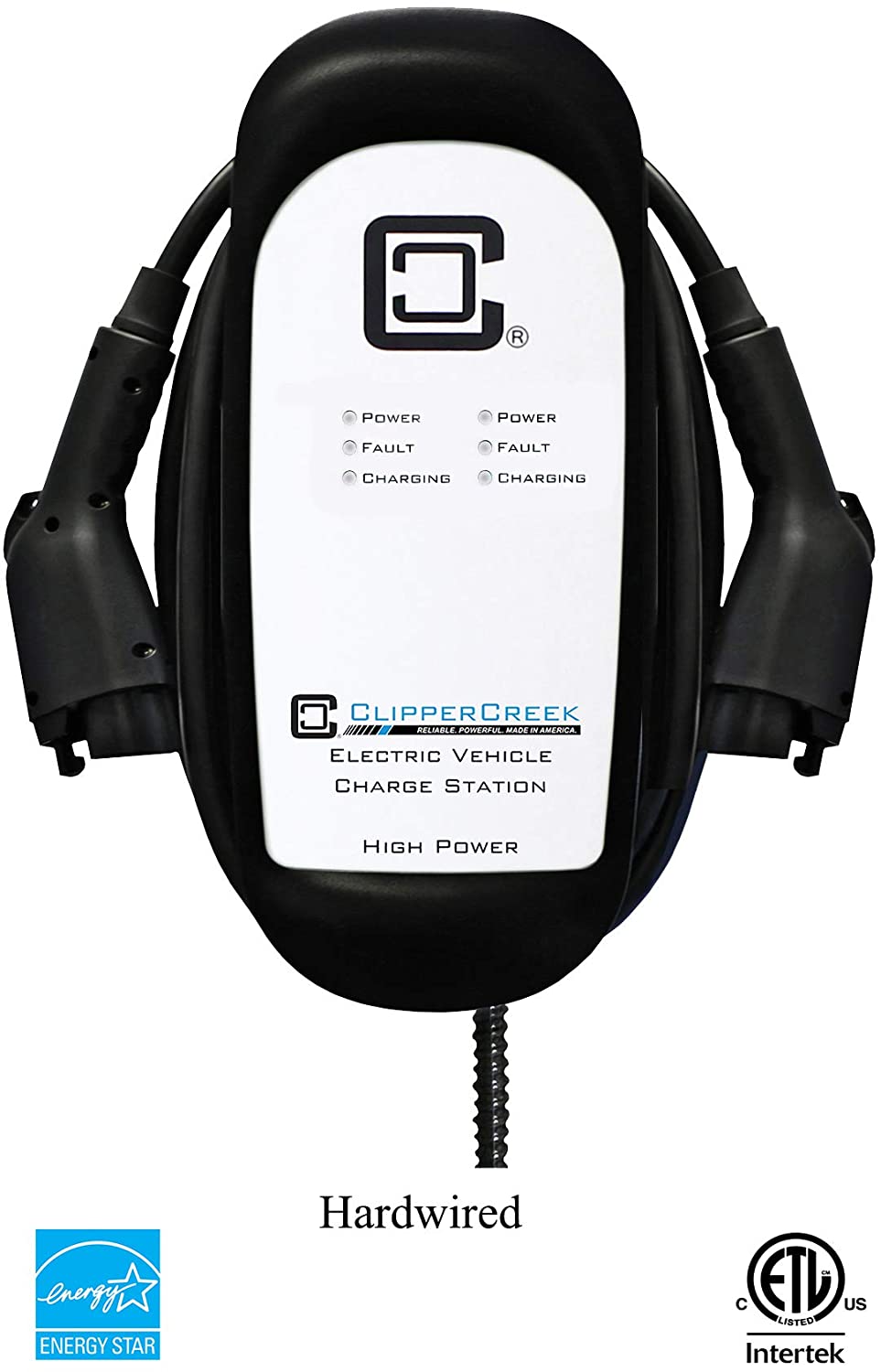 ClipperCreek Dual EV HCS-D50 estación de carga, nivel 2, 240 V, 40 A, incluye 2 cables de 25 pulgadas, 2 conectores SAE J1772 cargador auto electrico