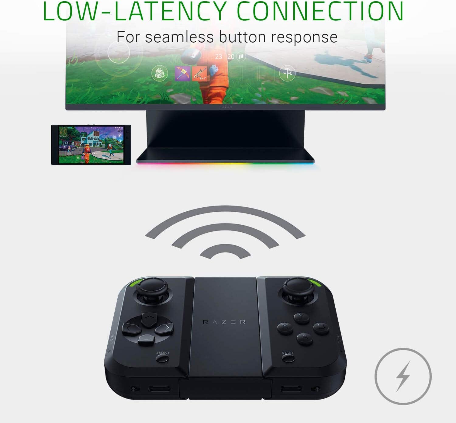 Razer Junglecat Dual-Sided Mobile Game Controller for Android: Modular Design - 100 Hr Battery Life - Bluetooth Low-Latency - Compatible w/ Razer Phone 2, Galaxy Note 9, Galaxy S10+