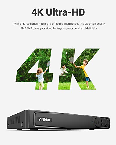 ANNKE NVR PoE 4K de 16 canales con disco duro de 2 TB, grabadora de video de red de seguridad para el hogar Ultra HD compatible con cámaras IP ANNKE PoE de 4K/8MP/5MP/6MP/4MP, grabación de vigilancia 24/7