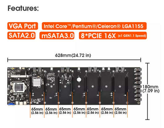 65mm Spacing B75 B75-8GPU Motherboard slot expert desktop motherboard DDR3 motherboard graphics board