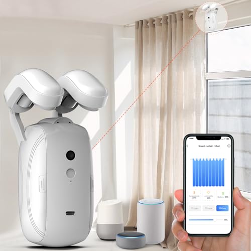 Eseesmart Abridor de cortinas automático inteligente, abridor de cortinas electrónico, control remoto con aplicación/temporizador/voz, sensor de luz automático, agregar pasarelas, para Google Alexa,