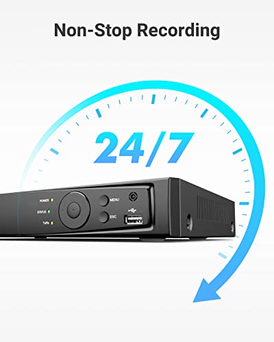 ANNKE NVR PoE 4K de 16 canales con disco duro de 2 TB, grabadora de video de red de seguridad para el hogar Ultra HD compatible con cámaras IP ANNKE PoE de 4K/8MP/5MP/6MP/4MP, grabación de vigilancia 24/7