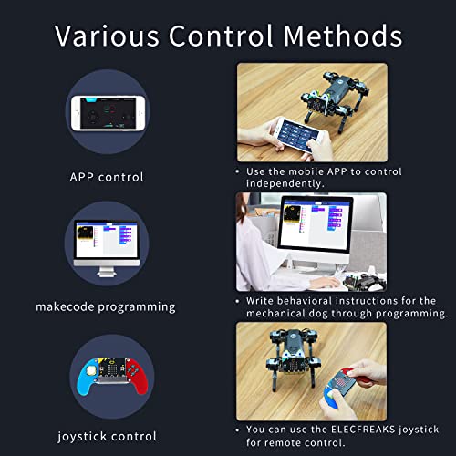 ELECFREAKS - Kit robótico para perro Xgo, 12 juntas móviles programables de metal completo de robot biónico STEM para hardware de código abierto (sin micro:bit)