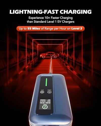 Orion Motor Tech Cargador EV de Nivel 2, Cargador EV Iluminado con Enchufe NEMA 14-50, Cargador EV J1772 Portátil Brillante de 110-240 V con 25 pies. Cable de Carga 16-40A Cargador de Coche Eléctrico
