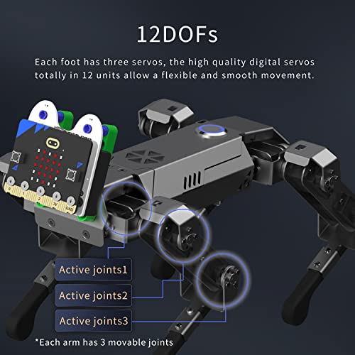 ELECFREAKS - Kit robótico para perro Xgo, 12 juntas móviles programables de metal completo de robot biónico STEM para hardware de código abierto (sin micro:bit)