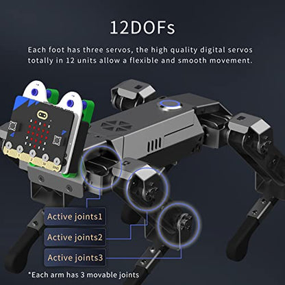 ELECFREAKS - Kit robótico para perro Xgo, 12 juntas móviles programables de metal completo de robot biónico STEM para hardware de código abierto (sin micro:bit)