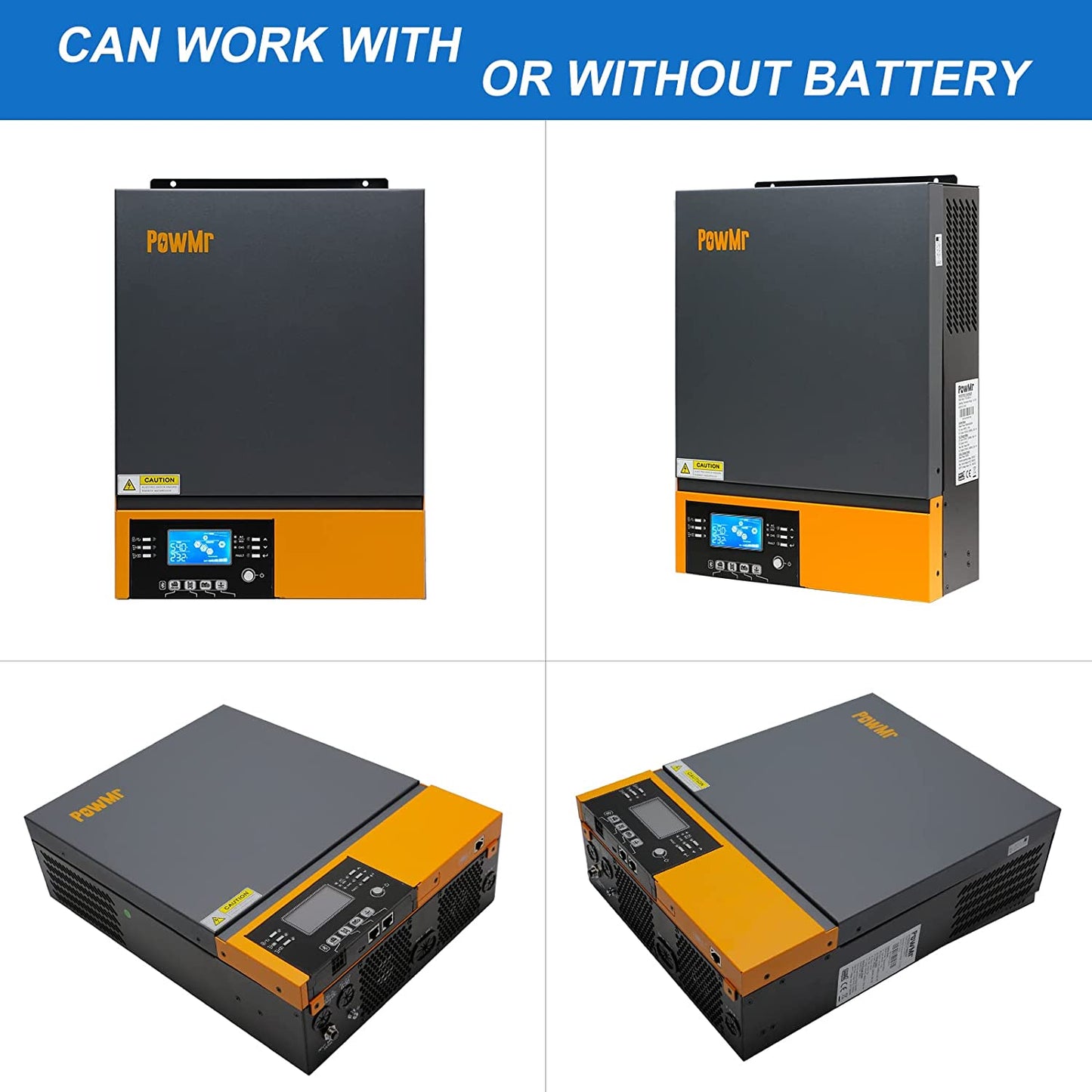 PowMr - Inversor de onda sinusoidal híbrida 3000W 24V CC a 230 V CA con driver de carga MPPT, servicio de soporte de utilidad/generador/carga solar