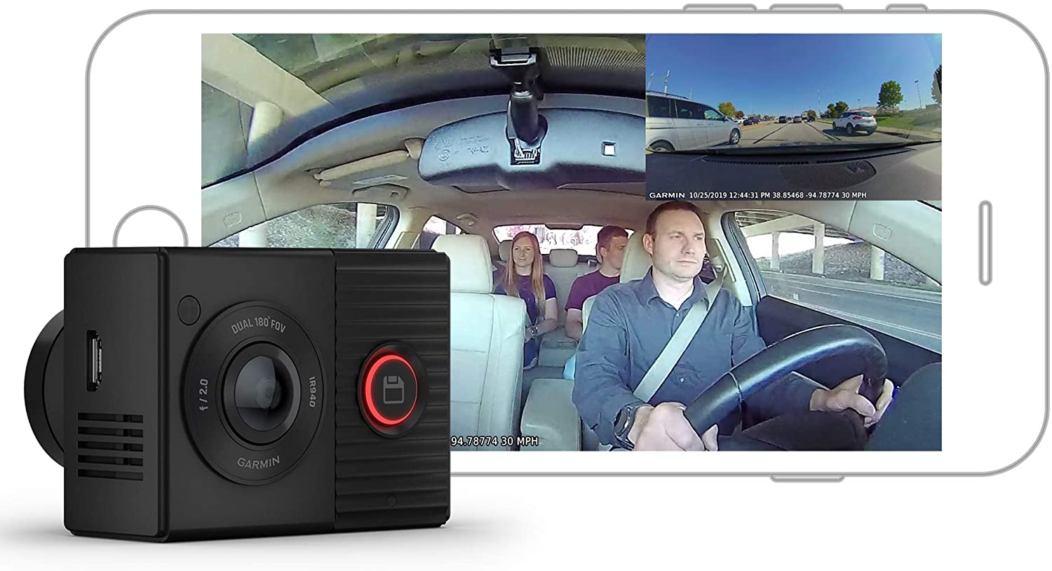 Garmin Tandem Camara de coche 180° Field of View; Built-in GPS Galileo Sensores  Auto Sync; Clarity HDR 010-02259-00