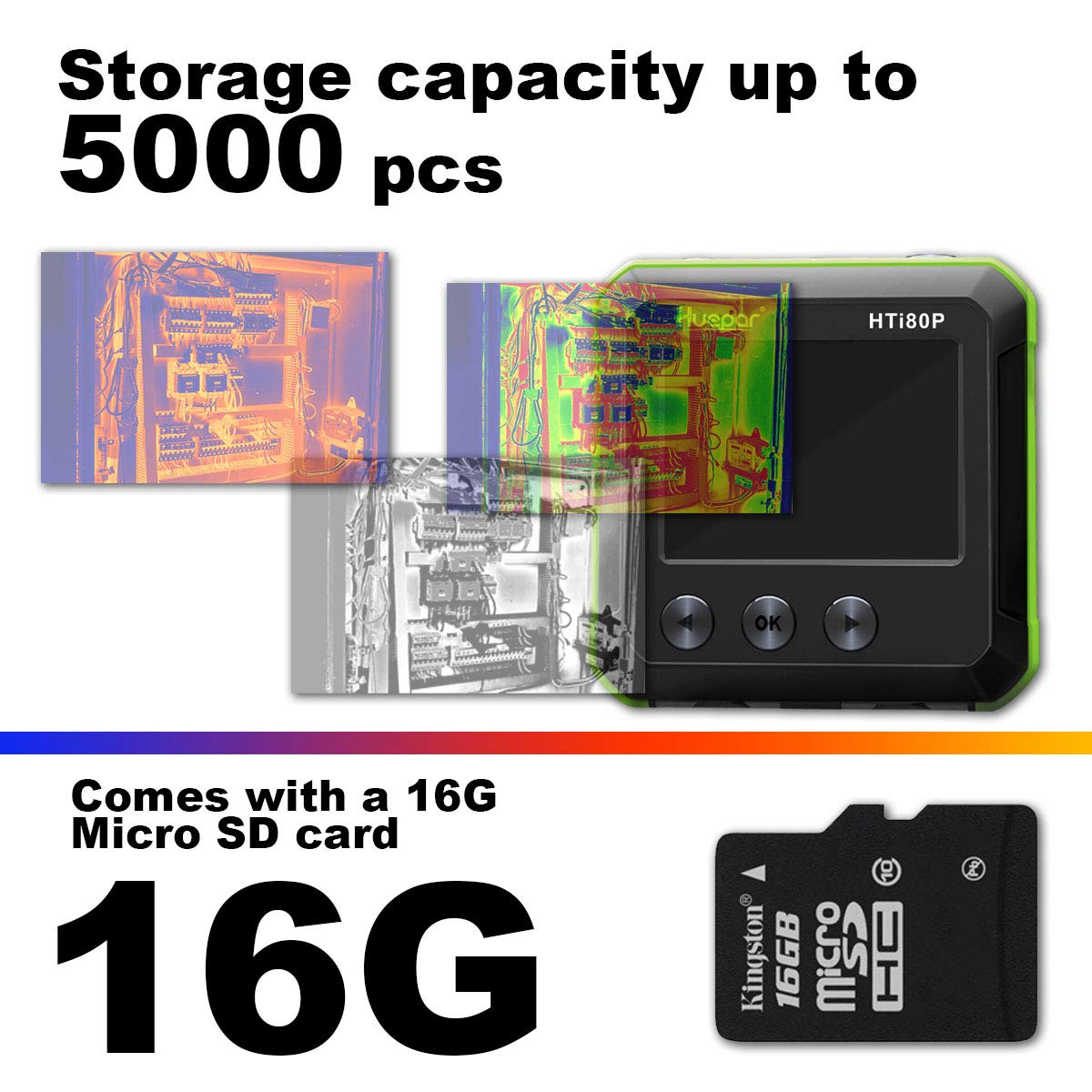 Pocket-Sized IR Thermal Imager, Huepar 80 x 60 Infrared Resolution Thermal Imaging Camera Measurement Range 14°F~752°F with 76800 Pixels Display, Temperature Tracking & Adjustable Emissivity HTi80P