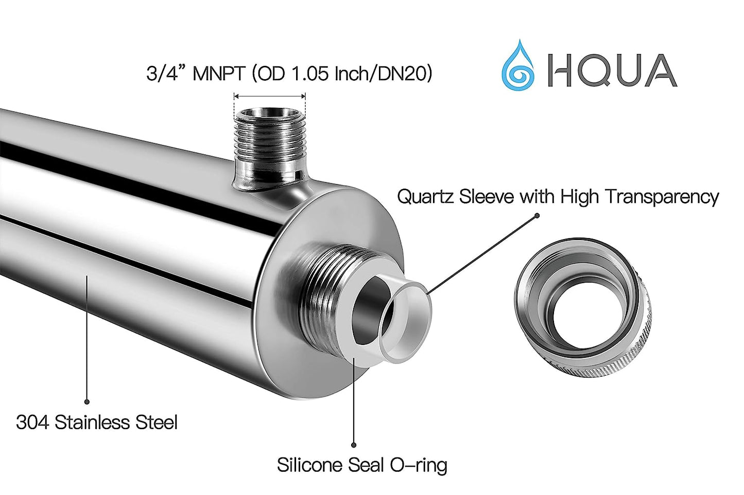 HQUA - Filtro esterilizador de purificador de agua ultravioleta OWS-12 para toda la casa, 12 GPM, 110 V, 40 W, modelo HQUA-UV-12 GPM + 1 tubo UV extra