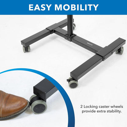 Soporte móvil para proyector y computadora portátil (2 estantes), carro rodante con bandeja ventilada, resistente, carro de presentación para computadora portátil y proyector de altura ajustable, negro