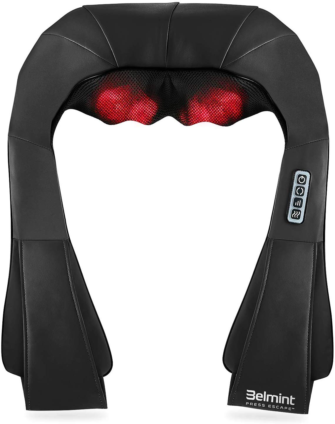 Deep Kneading Neck Massager with Heat - Electric Shiatsu Neck Back and Shoulder Massager for Home Car or Office Use (Black)