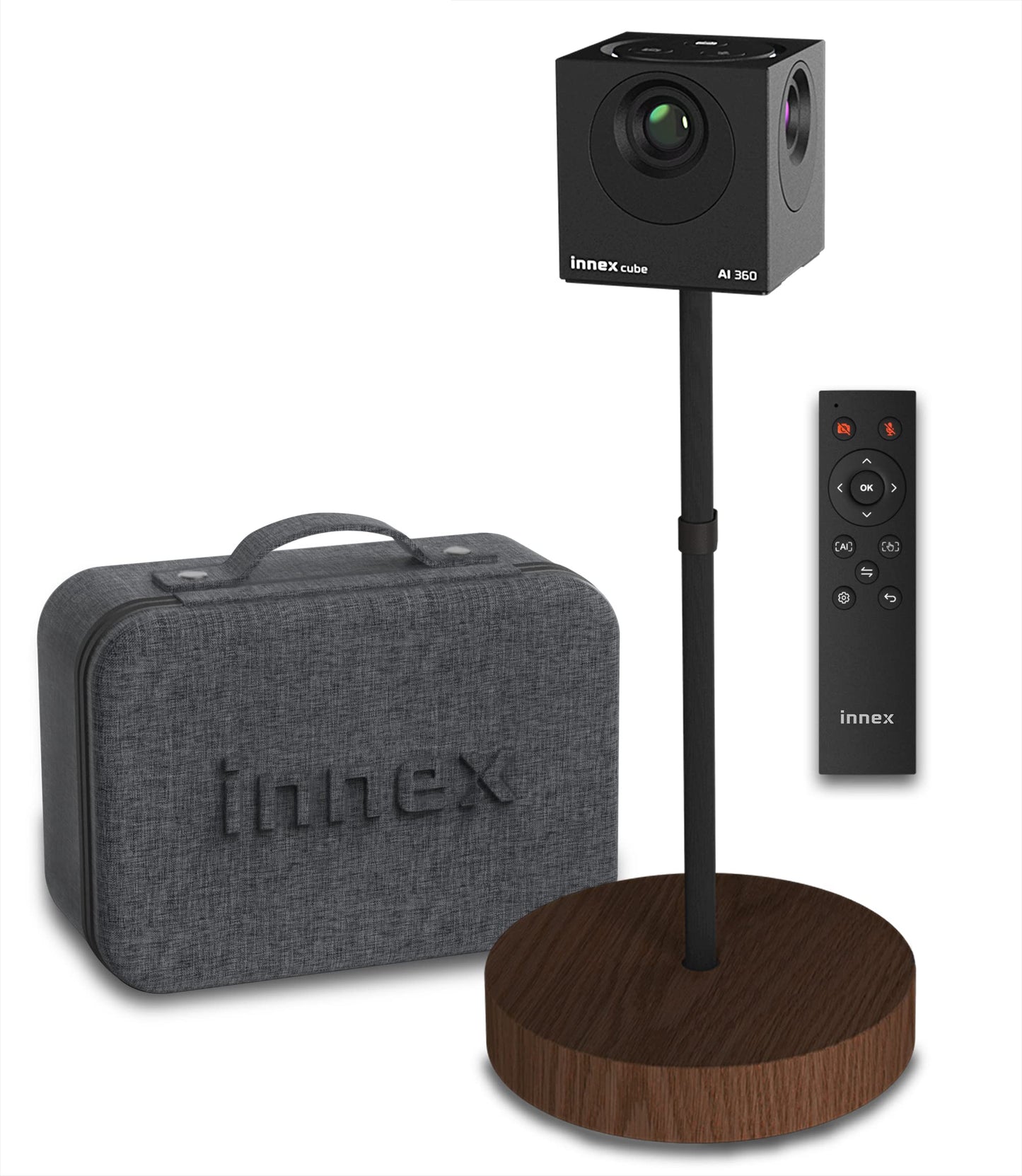 Innex Cube 4K - Cámara de video conferencia panorámica de 360° alimentada por IA, cámara web inteligente micrófonos duales, ángulo ultra ancho