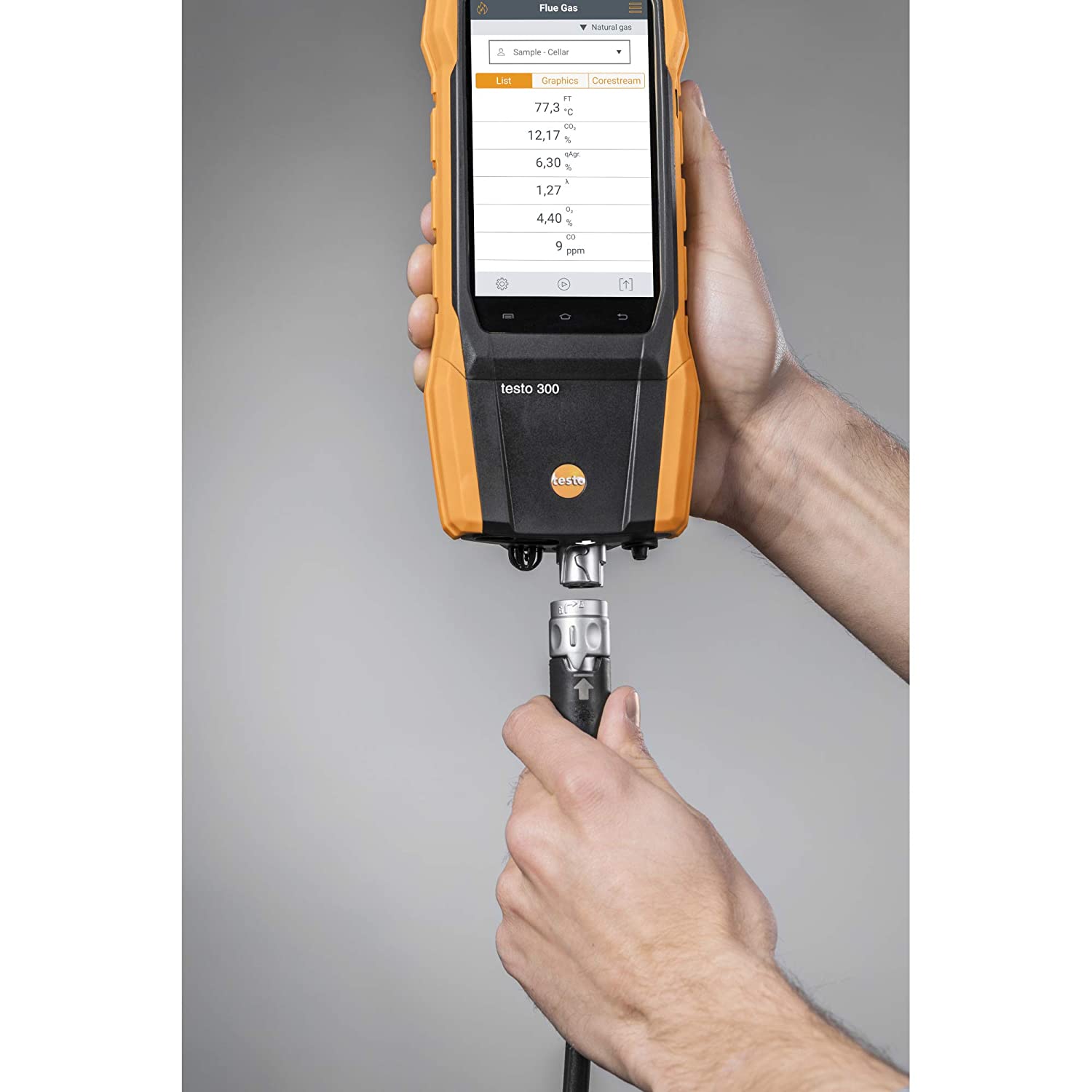 Kit analizador de combustión residencial y comercial testo 300 I con impresora bluetooth opcional I CO Meter para gases de combustión, proyecto, presión diferencial y niveles de CO ambiental de los sistemas de calefacción