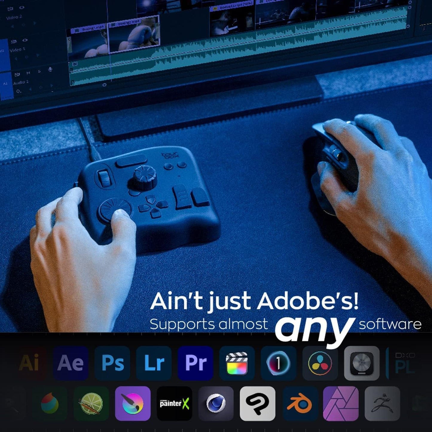 TourBox NEO, controlador personalizado para edición de video fotográfico, clasificación de color, ilustración, Mac/Windows, Adobe Photoshop Lightroom Premiere Illustrator Davinci Resolve After Effects Final Cut Pro Keyboard