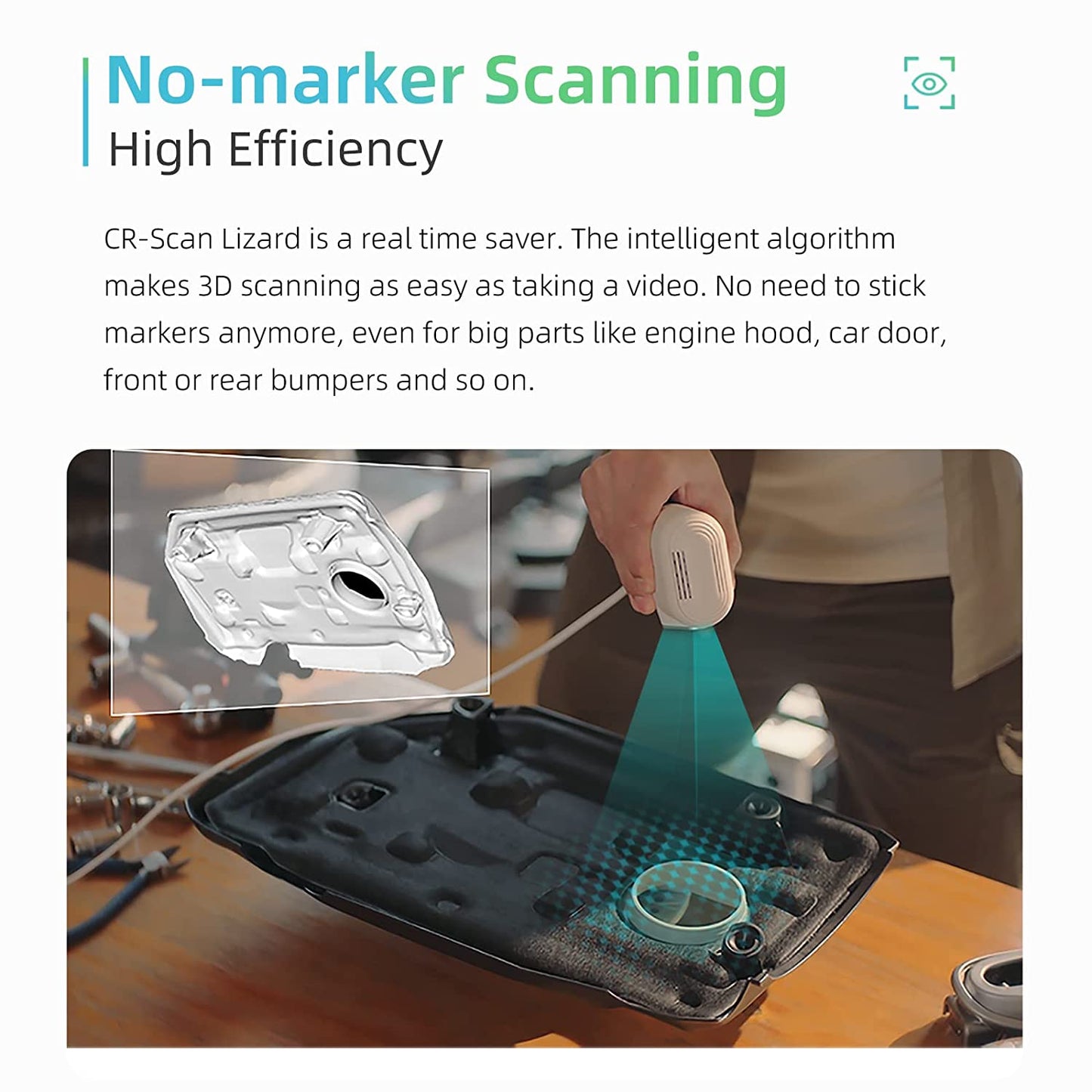 Creality CR Scan Lizard 3D Scanner versión premium, 0.002 in de alta precisión, escaneo 3D de mano/tocadiscos sin marcador, escáner 3D profesional asequible para impresora 3D, escaneo corporal y modelado 3D