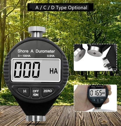 Durómetro digital portátil 0-100HD Shore A/C/D dureza con pantalla LCD grande para goma, neumático, plástico, plástico térmico, suelo