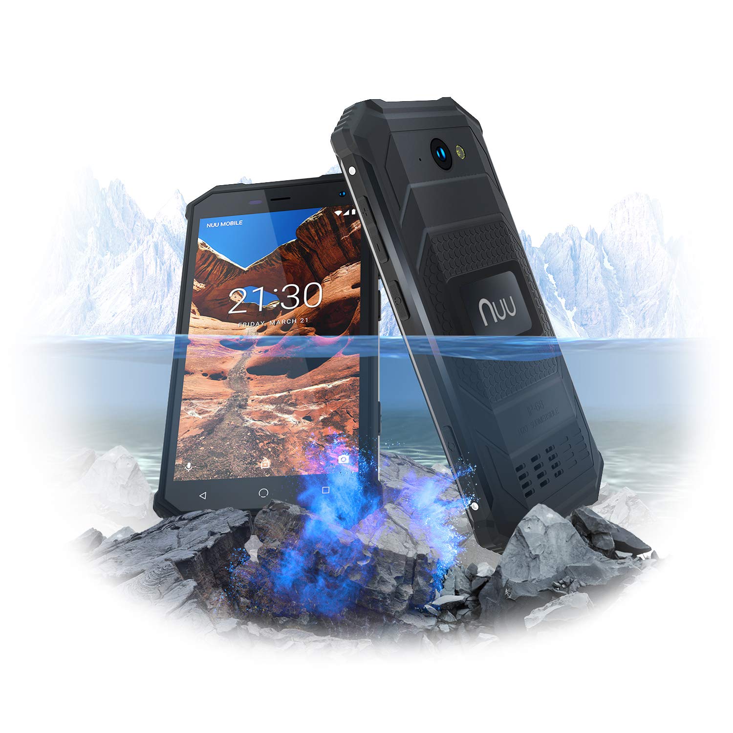 NUU Mobile R1 Rugged IP68-Rated - Waterproof Dual Sim 4G LTE Unlocked Android 8 Smartphone - Black - US Warranty