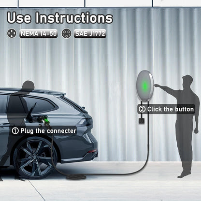 WISSENERGY - Cargador eléctrico de 40 A EV nivel 2 para coche, 220 V-240 V, 8,8 KW WSDD054 para interiores y exteriores NEMA 14-50 EV conector J1772 (40 A, NEMA 14-50)