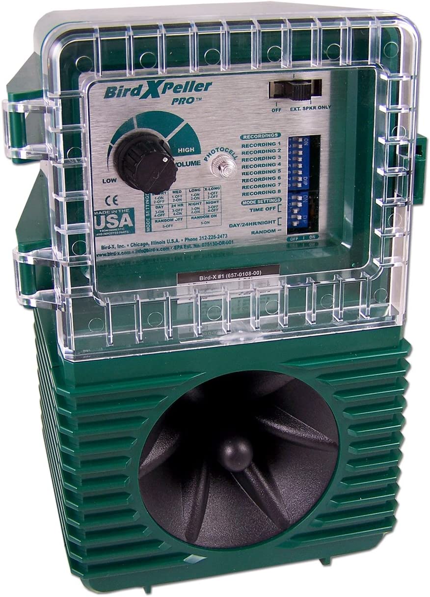 Bird-X BirdXPeller Pro - Repelente electrónico de pájaros para Palomas, Estrellas, chispas, anteojos, Versión 2 BXP-PRO 2