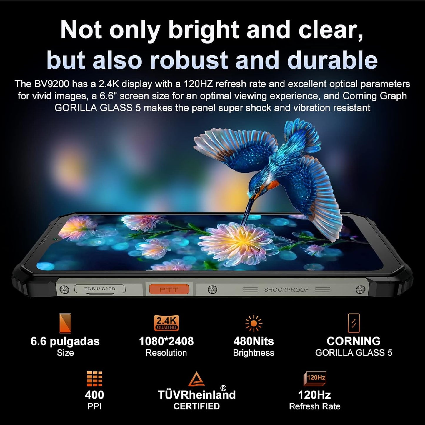 Blackview - Teléfonos resistentes desbloqueados, BV9200 Android (2023), 14 GB+256 GB/1 TB de teléfono celular desbloqueado, 66 W Fast+ 30 W de carga inalámbrica, Octa-core Helio G96, visualización de 2.4 K 120Hz, cámara de 50 MP, Android 12, NFC