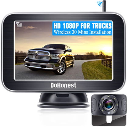 Cámara de respaldo inalámbrica HD 5" pantalla dividida Bluetooth, cámara de visión trasera, 2.4G, señal digital estable de dos canales DoHonest V25