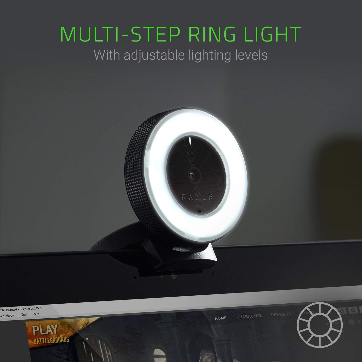 Razer Kiyo Streaming Webcam: 1080p 30 FPS / 720p 60 FPS - Ring Light w/ Adjustable Brightness - Built-in Microphone - Advanced Autofocus