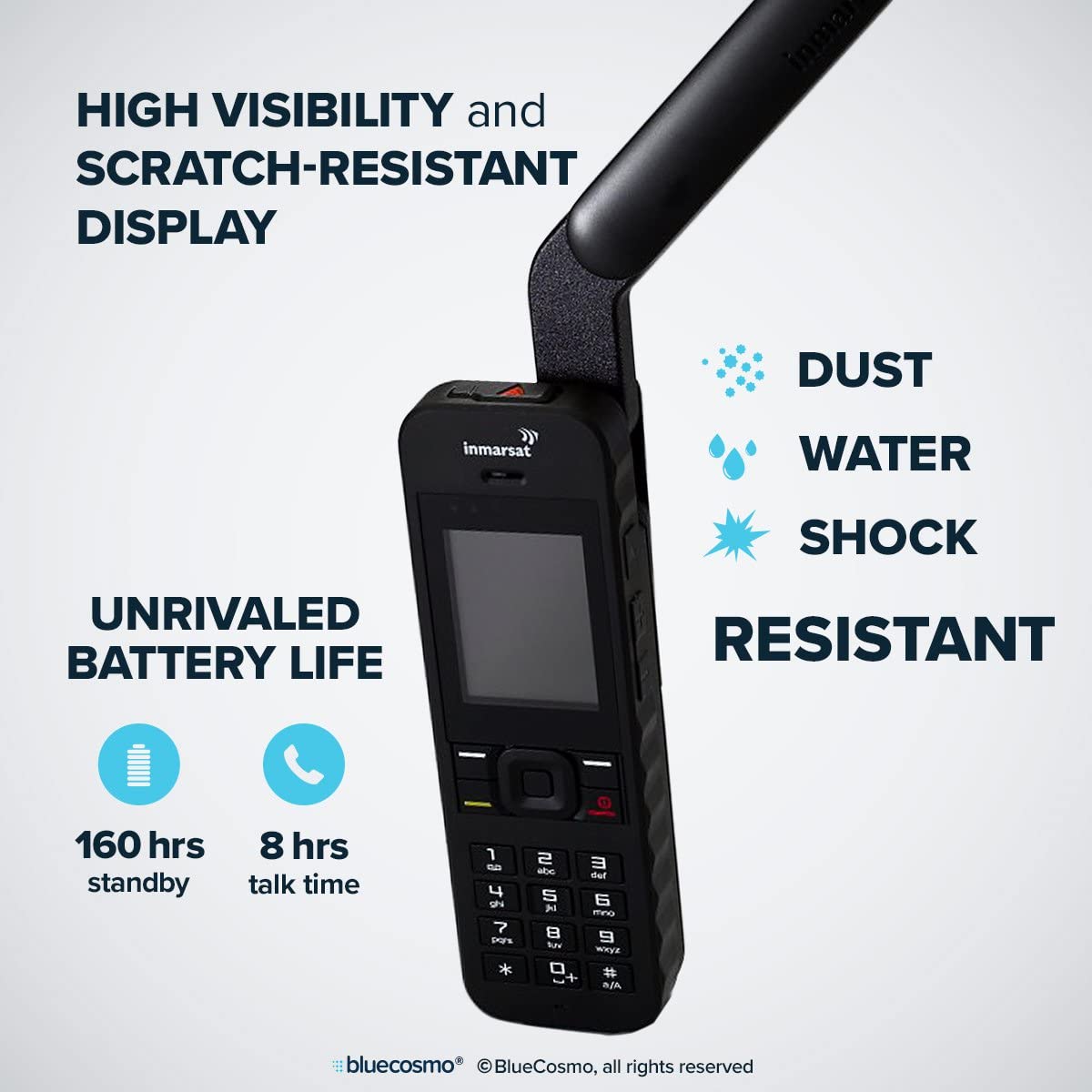 BlueCosmo Inmarsat IsatPhone 2.1 kit de teléfono satélite, 1: Tarjeta SIM incluida (sin horario de aire)
