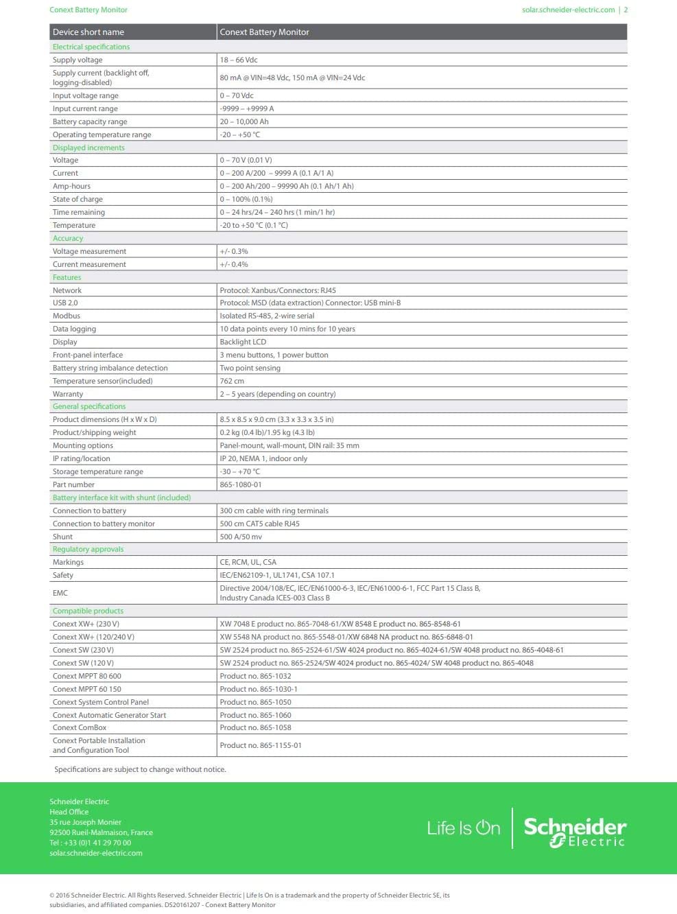 Schneider Electric 865-1080-01 RNW865108001 - Monitor de batería