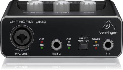 BEHRINGER Audio Interface 1x XLR/TRS 1x 1/4" 2X RCA USB, Black 1-Channel UM2