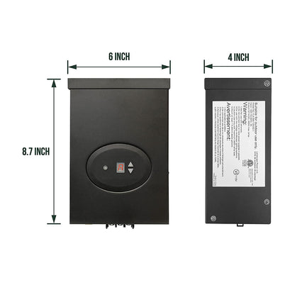GKOLED Transformador de bajo voltaje de 300 W con certificación ETL para iluminación de paisaje con temporizador y sensor de fotocélula, paquete de alimentación de 120 V CA a 12 V/14 V CA, núcleo toroide totalmente encapsulado, certificado CEC VI