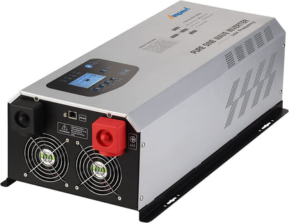 AMPINVT Cargador inversor de corriente de onda sinusoidal pura de 6000W pico de 18000 W CC de 24 V a 120 V/240 V fuera de la red, inversor solar de baja frecuencia para gel sellado AGM batería de litio inundada