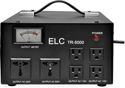 Regulador de voltaje de 5000 vatios con transformador - Paso arriba/abajo - 110 V/220 V - Protección contra disyuntor - 5000 W