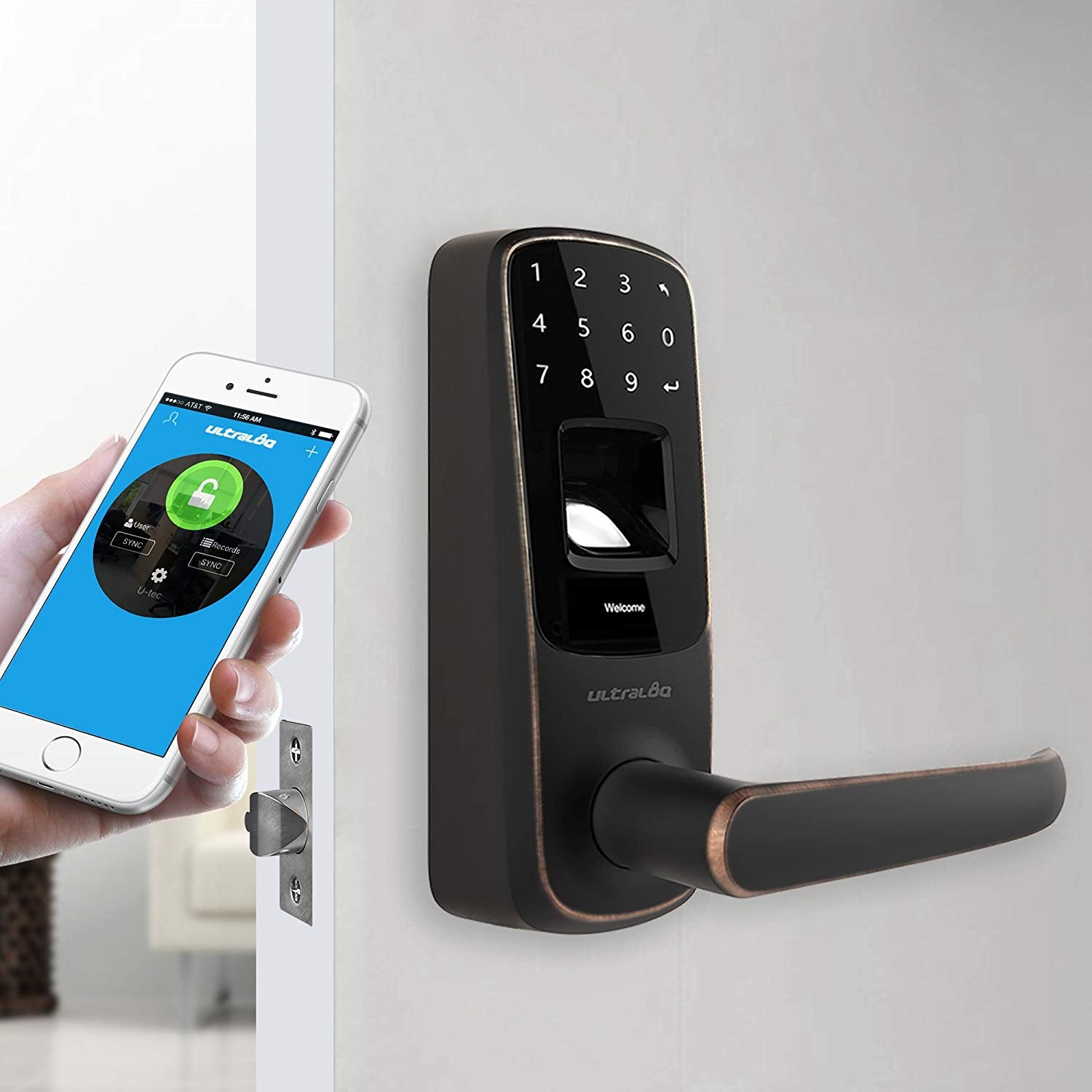 Ultraloq UL3 BT Bluetooth Enabled Fingerprint and Touchscreen Keyless Smart Lock (Satin Nickel)