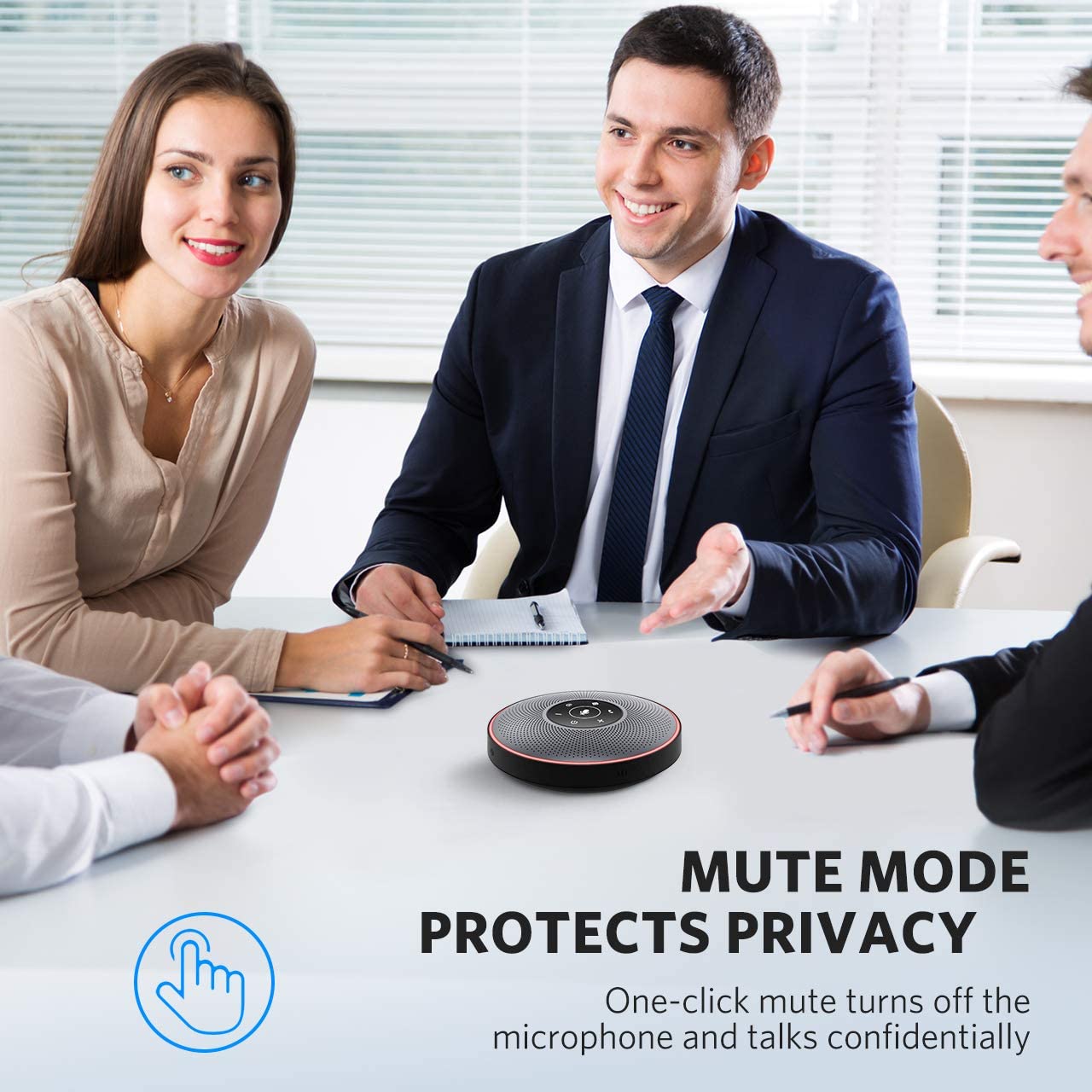 Altavoz Bluetooth – M2 gris altavoz de conferencia con dongle, idea para la oficina en casa 360º Recogida de voz 4 AI Echo y micrófonos con cancelación de ruido, altavoz USB Skype AUX in/Out para hasta 8 personas