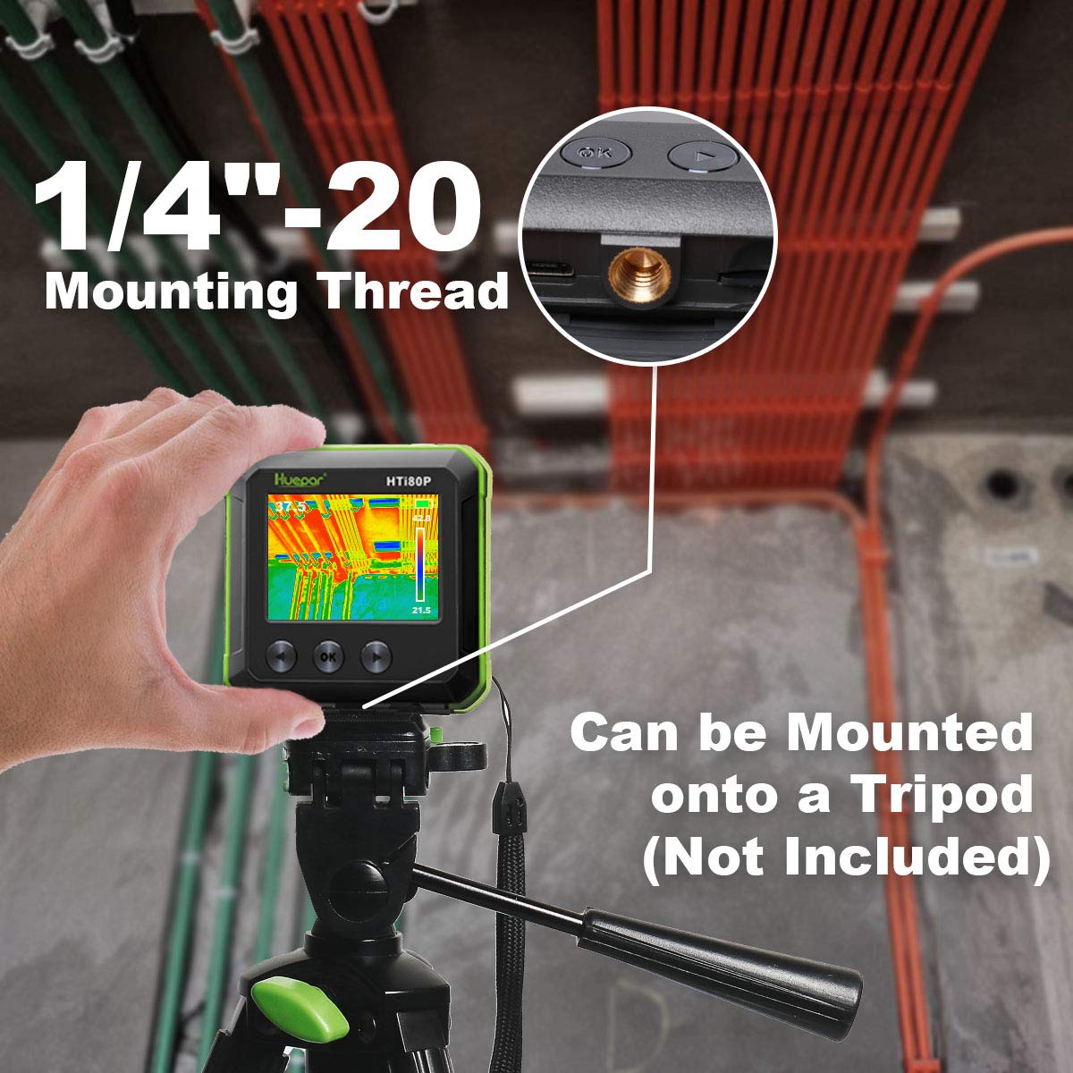 Pocket-Sized IR Thermal Imager, Huepar 80 x 60 Infrared Resolution Thermal Imaging Camera Measurement Range 14°F~752°F with 76800 Pixels Display, Temperature Tracking & Adjustable Emissivity HTi80P