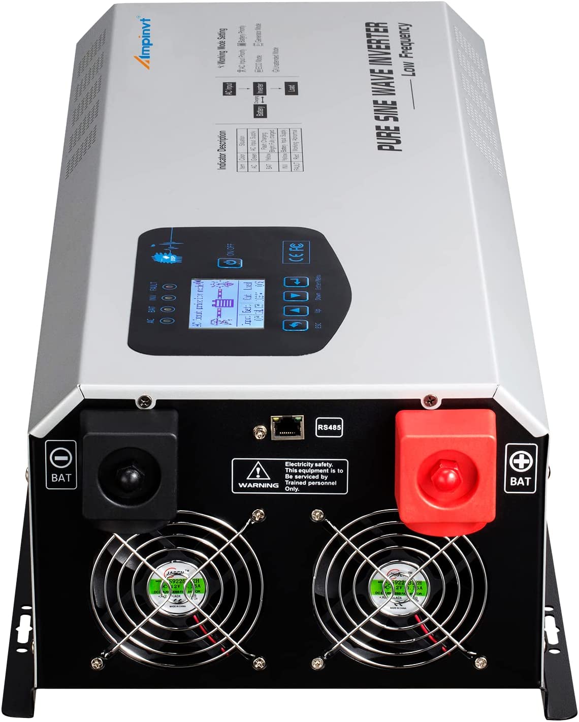AMPINVT Cargador inversor de corriente de onda sinusoidal pura de 6000W pico de 18000 W CC de 24 V a 120 V/240 V fuera de la red, inversor solar de baja frecuencia para gel sellado AGM batería de litio inundada