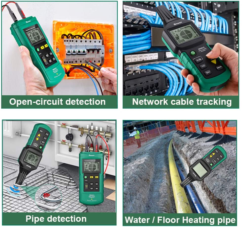 Seesii Localizador de cables, rastreador de cables portátil MS6818 localizador de cables de teléfono 12 V-400 V AC/DC subterráneo detector de tuberías profesional Cable Toner Finder