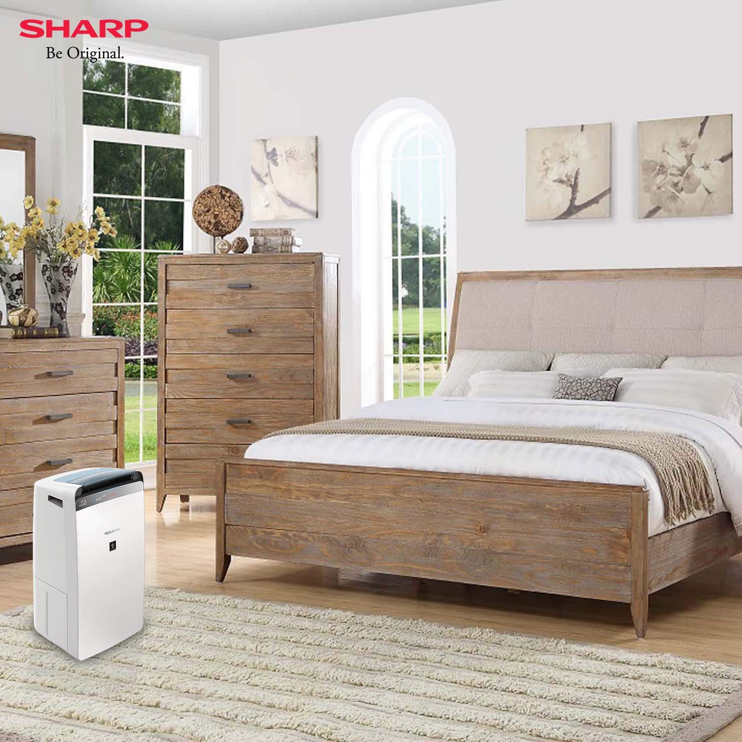 Sharp Air Purifier & Dehumidifier for Homes, Rooms, Offices | Awarded Plasmacluster Tech. | True HEPA H14 (in E1822 type) & Activated Carbon Filter | Auto Dehumidification | PM2.5 Indicator | Model: DW-J20FM-W