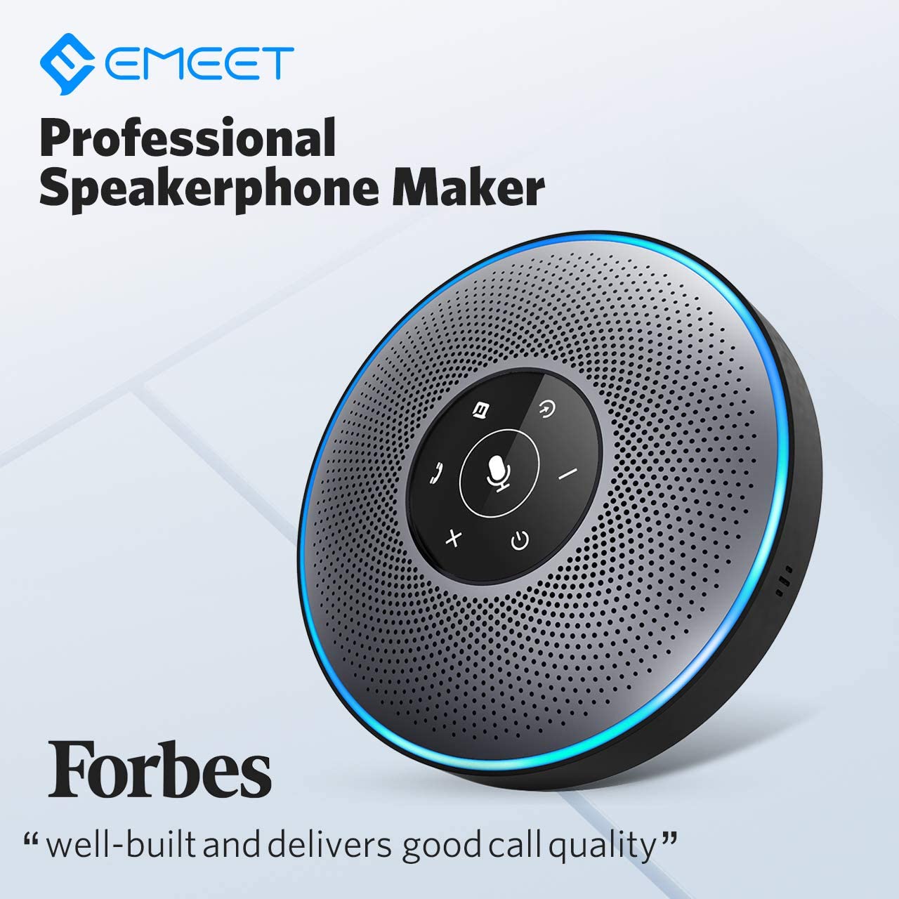Altavoz Bluetooth – M2 gris altavoz de conferencia con dongle, idea para la oficina en casa 360º Recogida de voz 4 AI Echo y micrófonos con cancelación de ruido, altavoz USB Skype AUX in/Out para hasta 8 personas