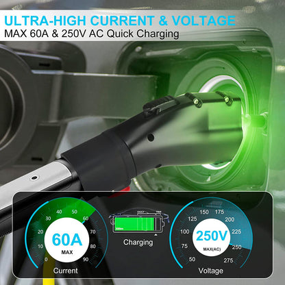 Adaptador Tesla a J1772, máximo 60 amperios y 250 V, TAECHU J1772 con bloqueo anticaídas, compatible con cargadores Tesla Wall/Destino/móviles (con una bolsa de almacenamiento)