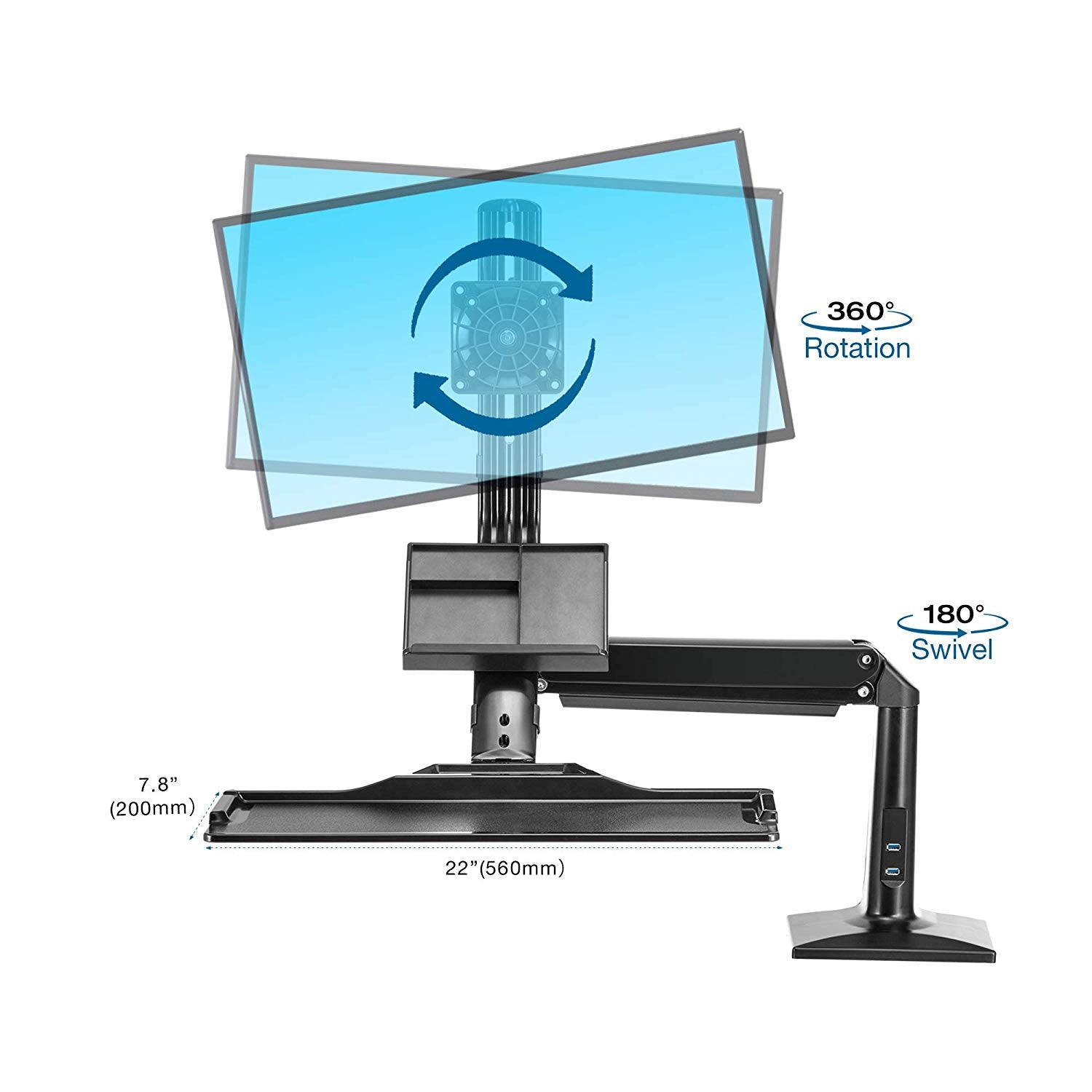 NB North Bayou Sit Stand Desk Converter Height Adjustable Standing Desk Workstation for 22''-35'' Monitor Mount Arm with Keyboard Tray FC35 (White-for 22''-35'' Monitor Within 6.6~19.8 lbs)