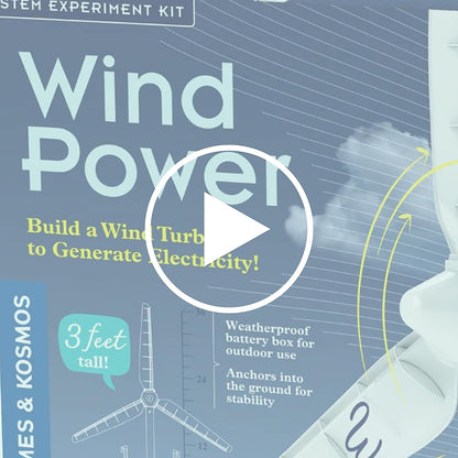 Thames & Kosmos Kit de experimento STEM Wind Power V4.0 | Construye una turbina eólica de 3 pies para generar electricidad | Aprende sobre energía renovable y alimenta un automóvil modelo pequeño | Resistente a la intemperie para uso en exteriores