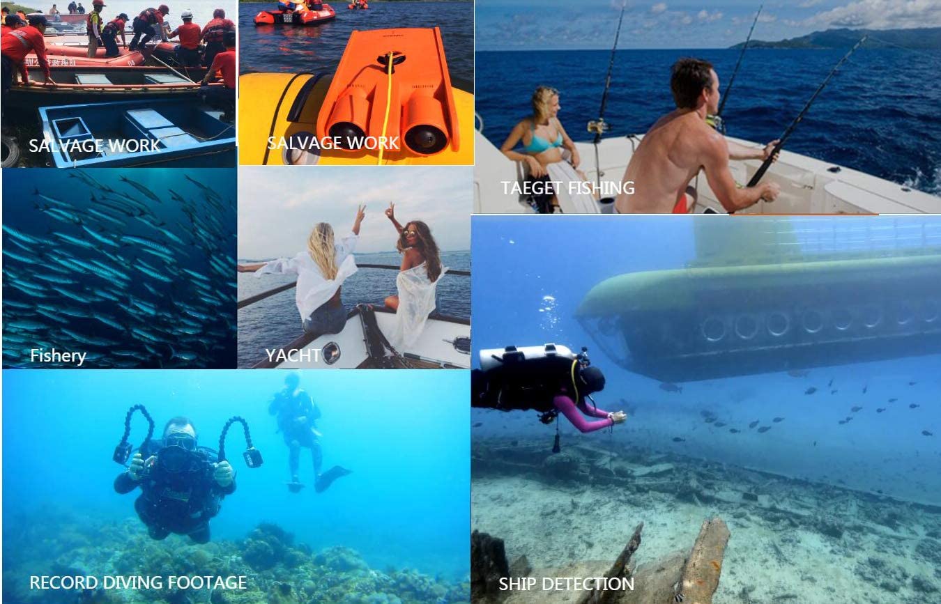 328.1 ft Tether Drone submarino con cámara de acción 4K robot robot submarino cámara de vídeo detección submarino para descubrimiento, visualización, grabación, salvamento, búsqueda, pesca, arqueología