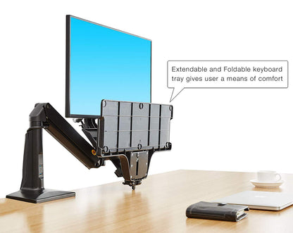 NB North Bayou Sit Stand Desk Converter Height Adjustable Standing Desk Workstation for 22''-35'' Monitor Mount Arm with Keyboard Tray FC35 (White-for 22''-35'' Monitor Within 6.6~19.8 lbs)