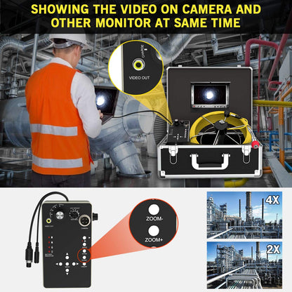 Cámara de alcantarillado, alcantarillado, endoscopio industrial, cable de 164.0 ft, resistente al agua, IP68, cable de serpiente, sistema de vídeo con monitor LCD de 7 pulgadas, 1000TVL Sony CCD DVR grabadora de alcantarillado (50M-DVR)