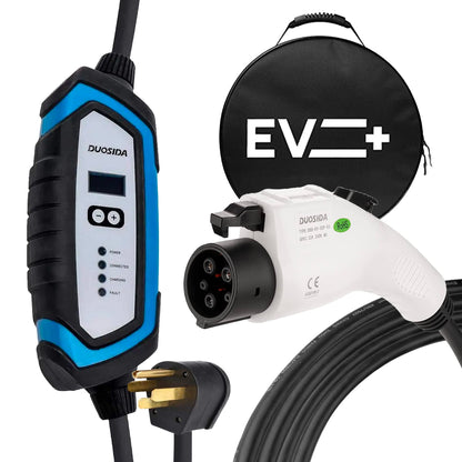 Duosida Level 2 EVSE - Cargador portátil para vehículos eléctricos de 32 A, cable EV, estación de carga para el hogar, conector SAE J1772, cable de 20 pies NEMA 14-50 con funda